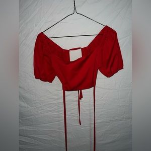 Red open back top